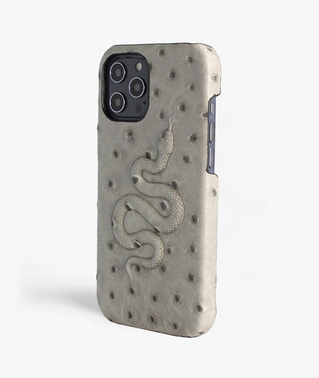 Funda iPhone 12 Pro Max Snake Ostrich Grey