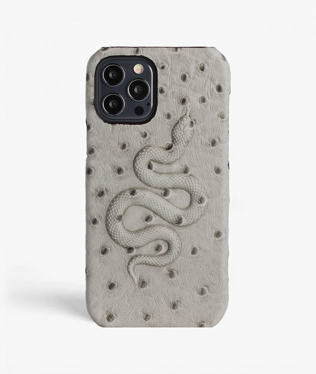 Funda iPhone 12/iPhone 12 Pro Snake Ostrich Grey