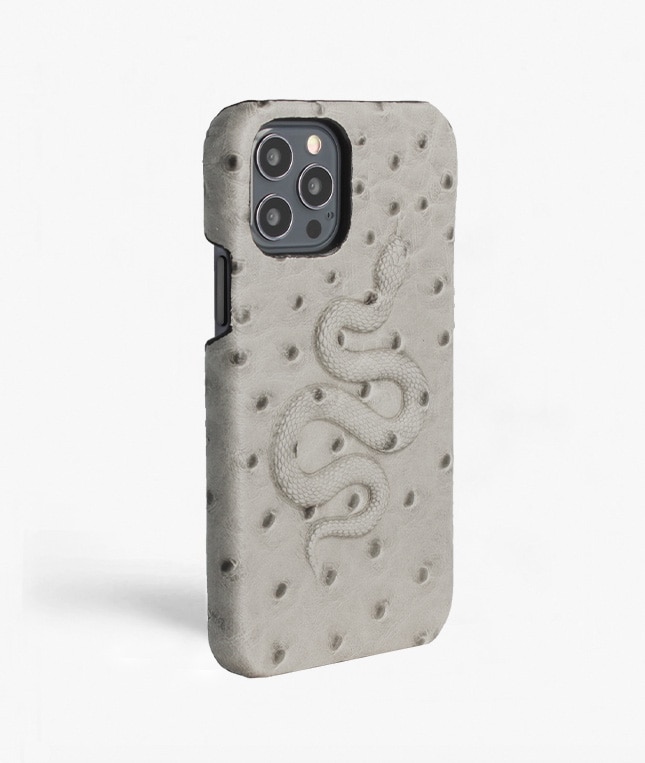 Funda iPhone 12/iPhone 12 Pro Snake Ostrich Grey