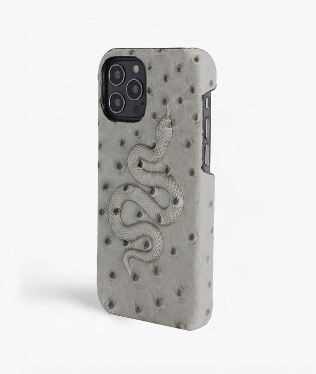 Funda iPhone 12/iPhone 12 Pro Snake Ostrich Grey