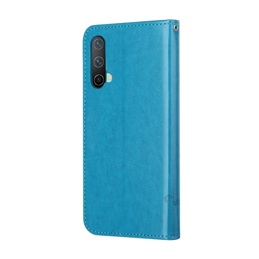 Funda de cuero con mariposas para OnePlus Nord CE 5G, azul