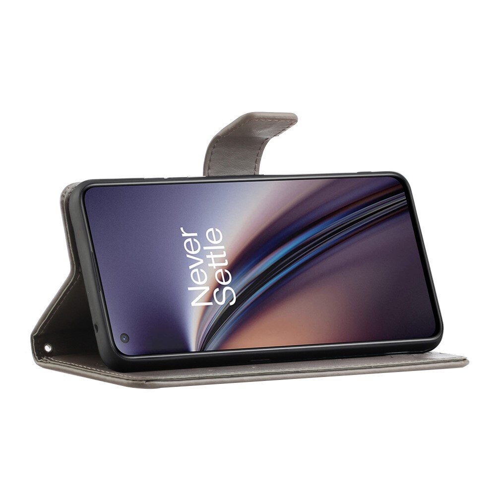 Funda de Cuero con Mariposas  OnePlus Nord CE 5G, Gris