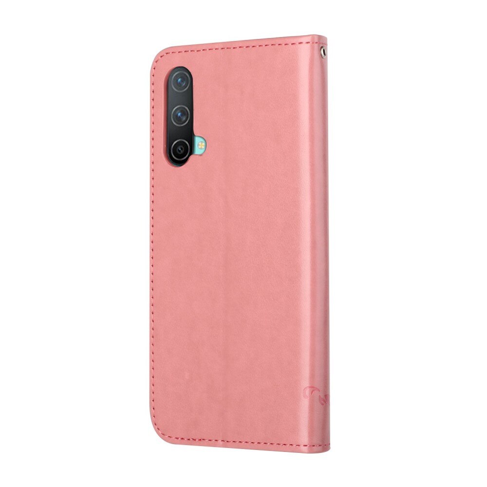 Funda de cuero con mariposas para OnePlus Nord CE 5G, rosado