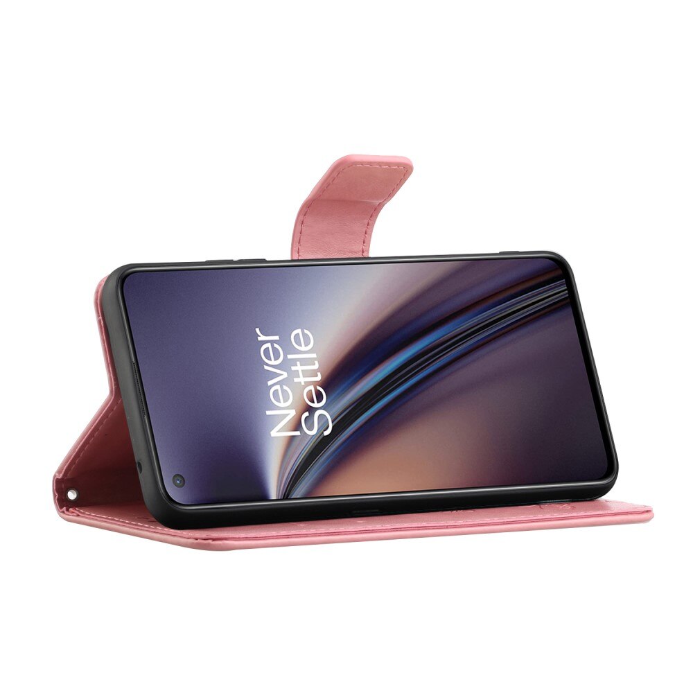 Funda de cuero con mariposas para OnePlus Nord CE 5G, rosado