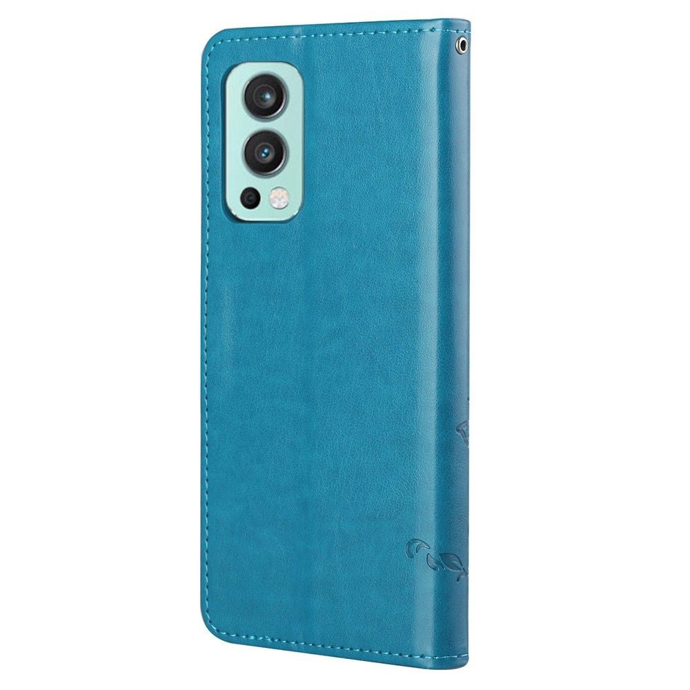 Funda de cuero con mariposas para OnePlus Nord 2 5G, azul