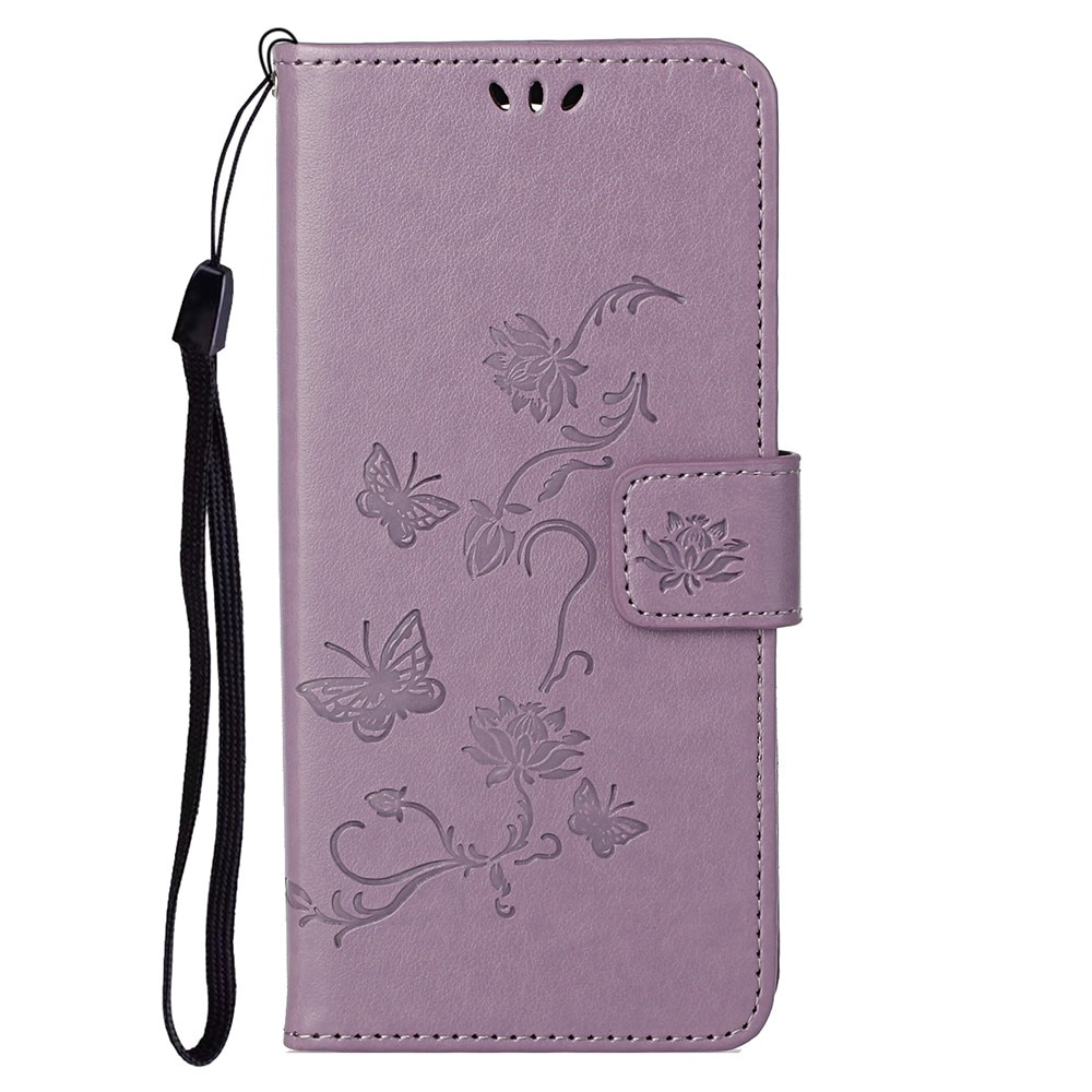 Funda de cuero con mariposas para OnePlus Nord 2 5G, violeta