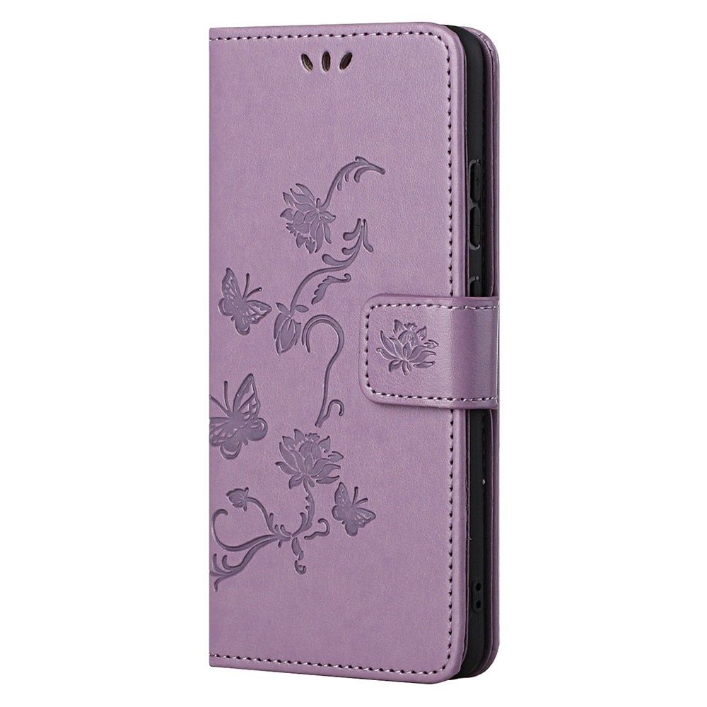 Funda de cuero con mariposas para OnePlus Nord 2 5G, violeta