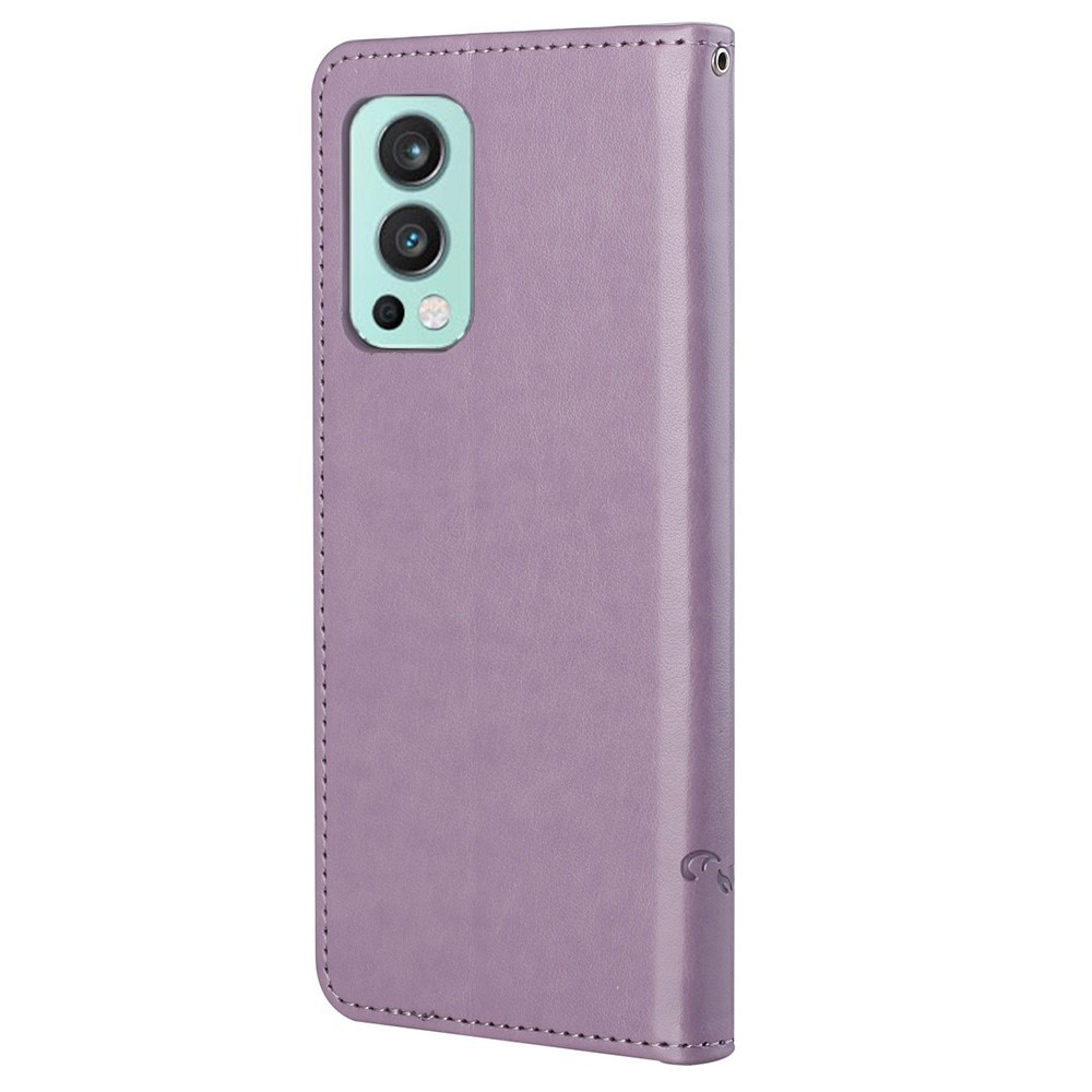 Funda de cuero con mariposas para OnePlus Nord 2 5G, violeta