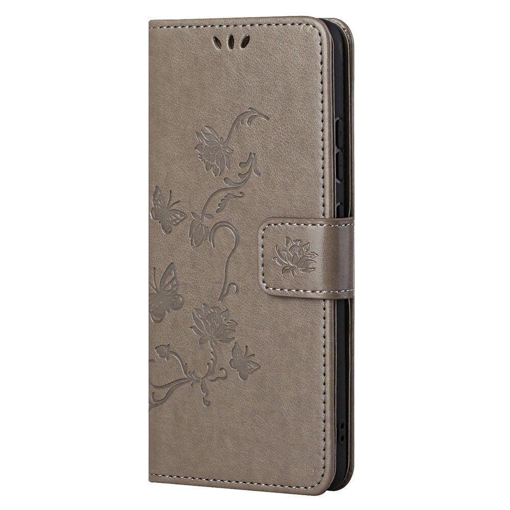 Funda de cuero con mariposas para OnePlus Nord 2 5G, gris