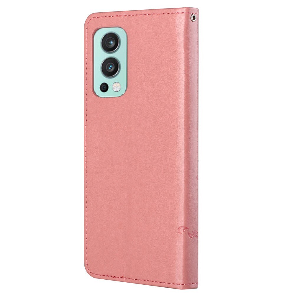 Funda de Cuero con Mariposas  OnePlus Nord 2 5G, Rosa