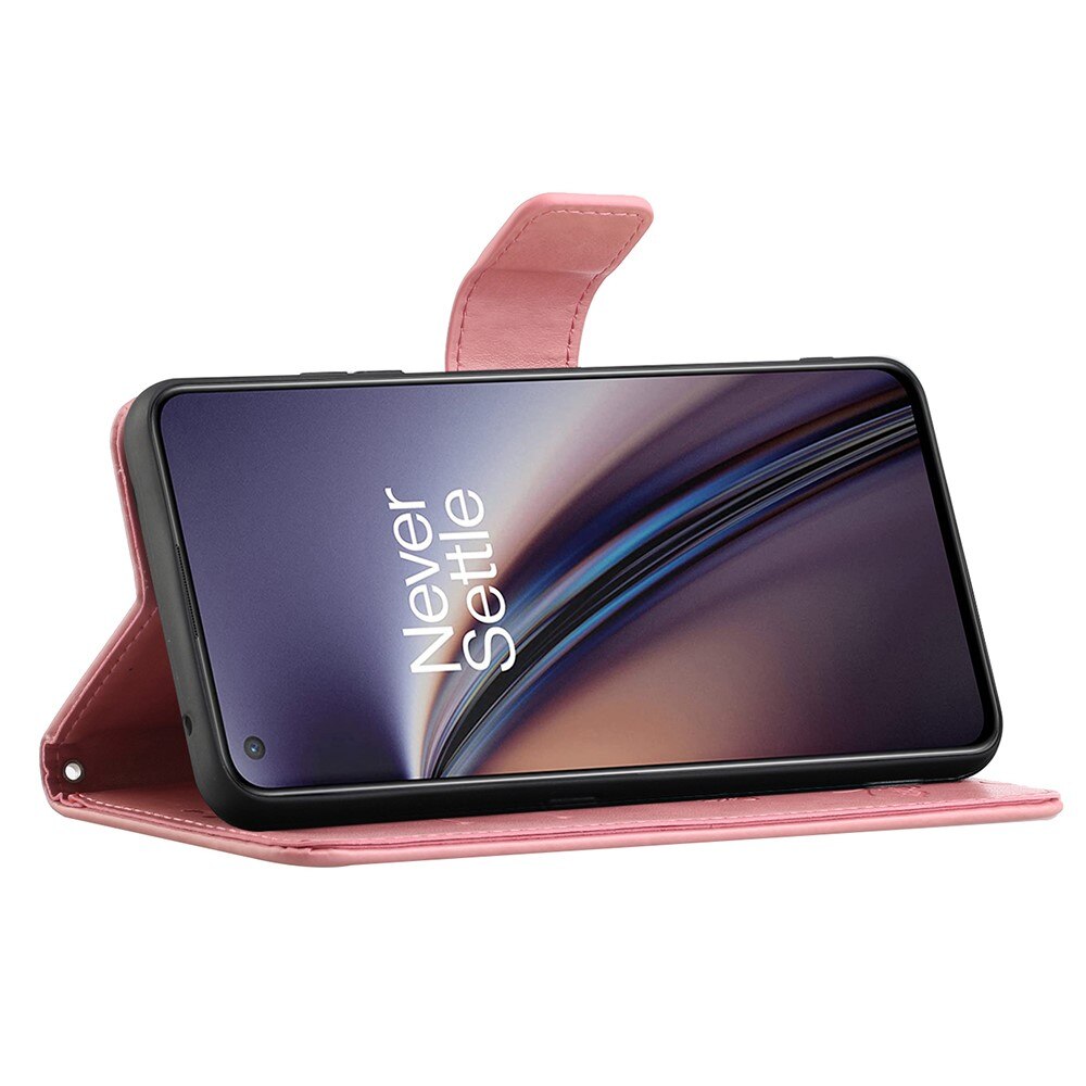 Funda de cuero con mariposas para OnePlus Nord 2 5G, rosado