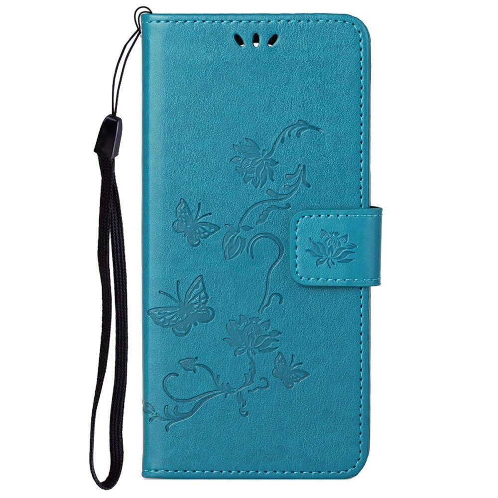 Funda de cuero con mariposas para OnePlus Nord N20, azul