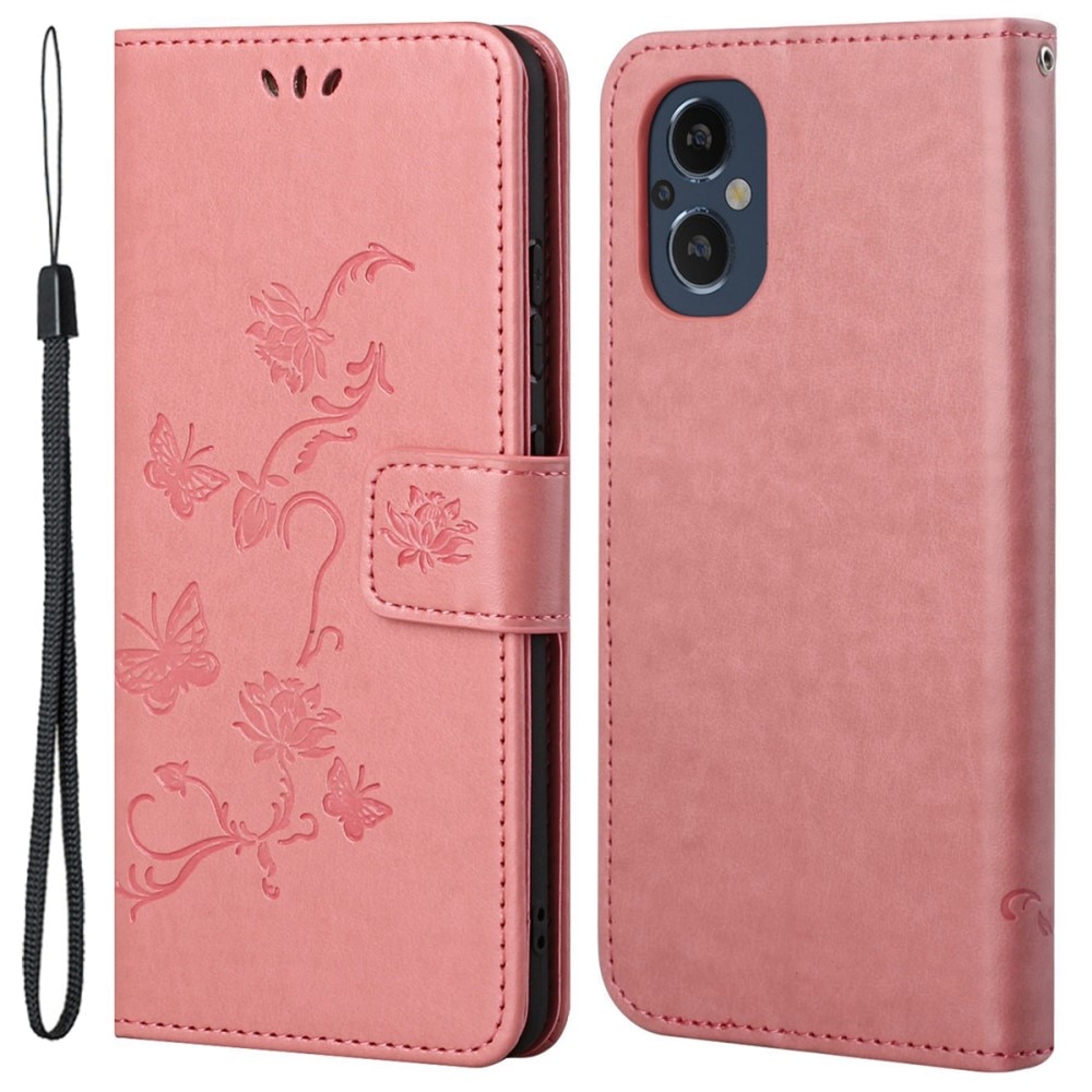 Funda de cuero con mariposas para OnePlus Nord N20, rosado