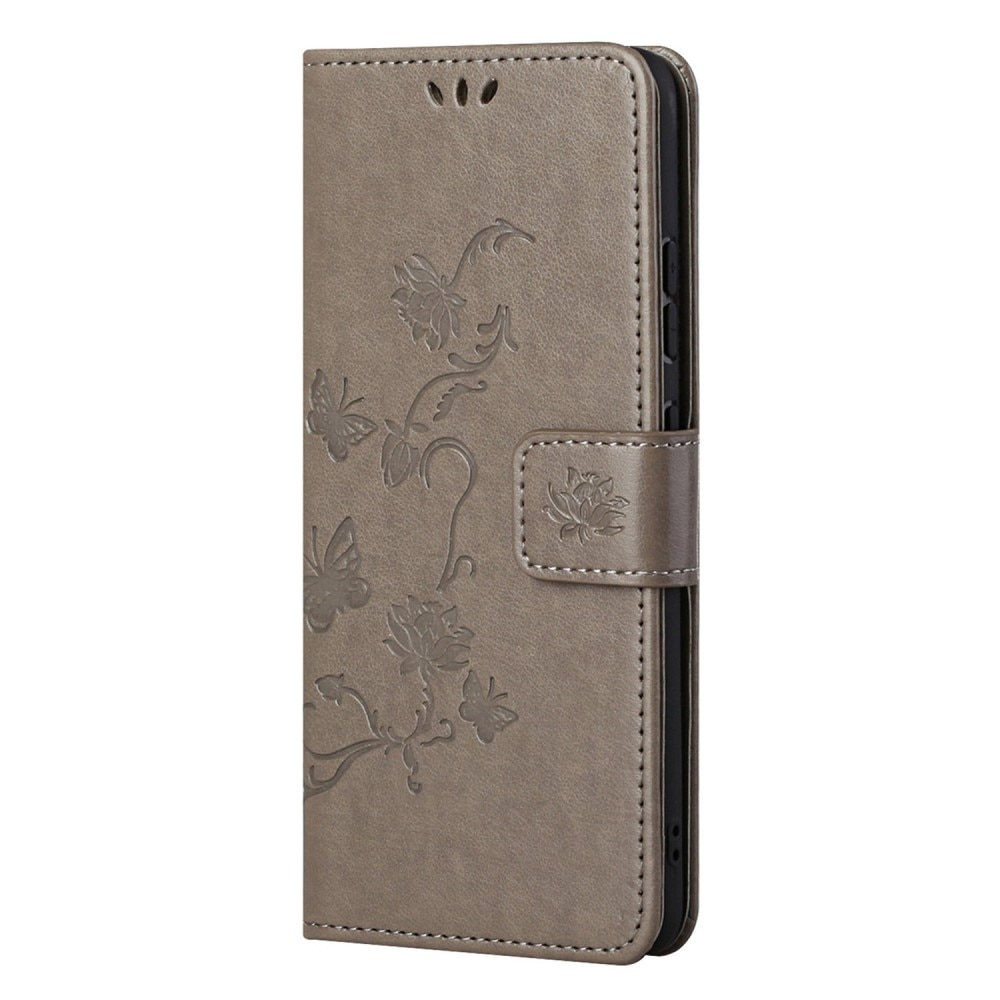 Funda de cuero con mariposas para OnePlus Nord CE 5G, gris