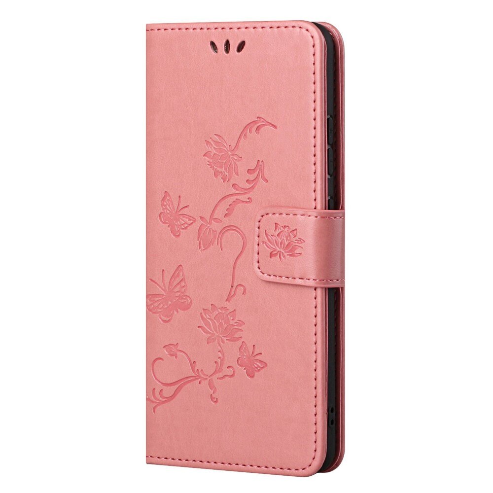 Funda de cuero con mariposas para OnePlus Nord CE 5G, rosado