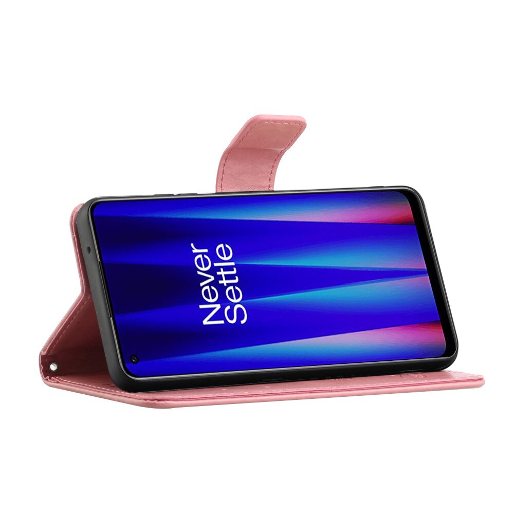 Funda de cuero con mariposas para OnePlus Nord CE 5G, rosado