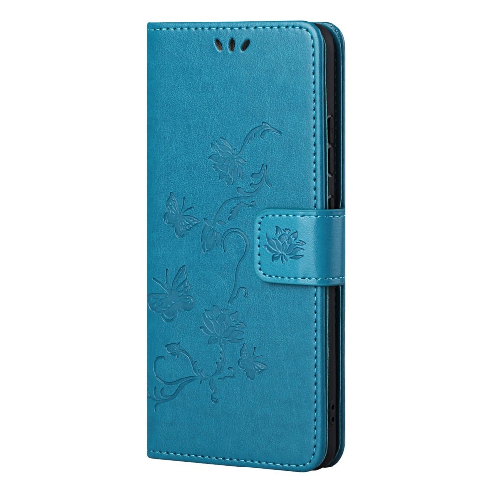 Funda de cuero con mariposas para OnePlus Nord CE 5G, azul