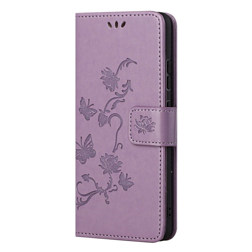 Funda de cuero con mariposas para OnePlus Nord CE 5G, violeta