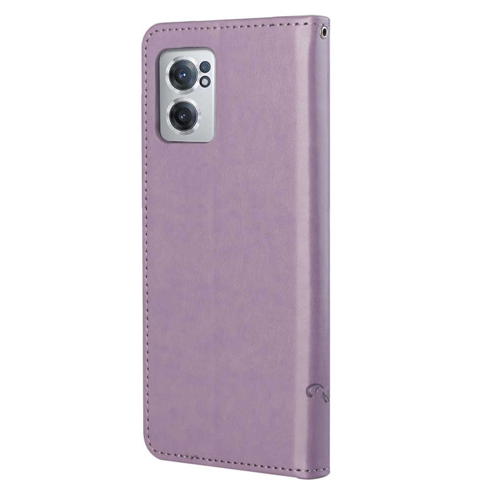 Funda de Cuero con Mariposas  OnePlus Nord CE 5G, Púrpura