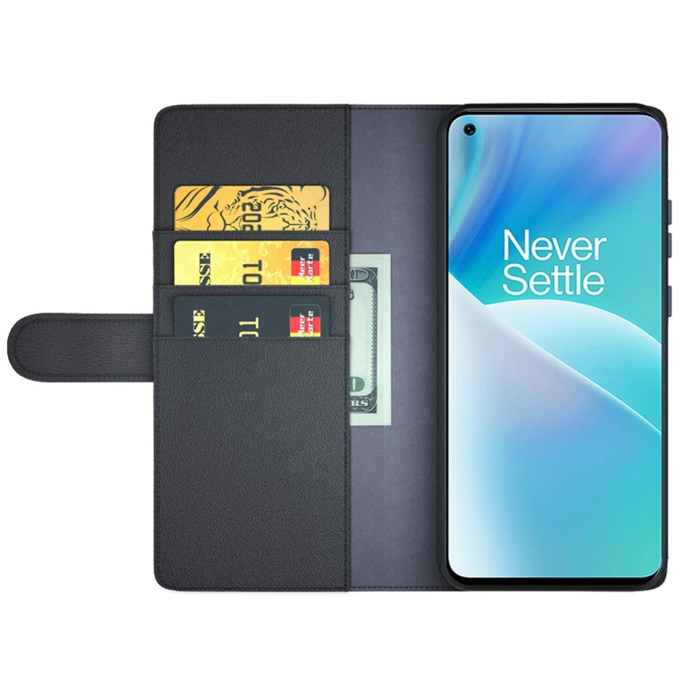 Funda de cuero genuino  Oneplus Nord 2T 5G, Negro
