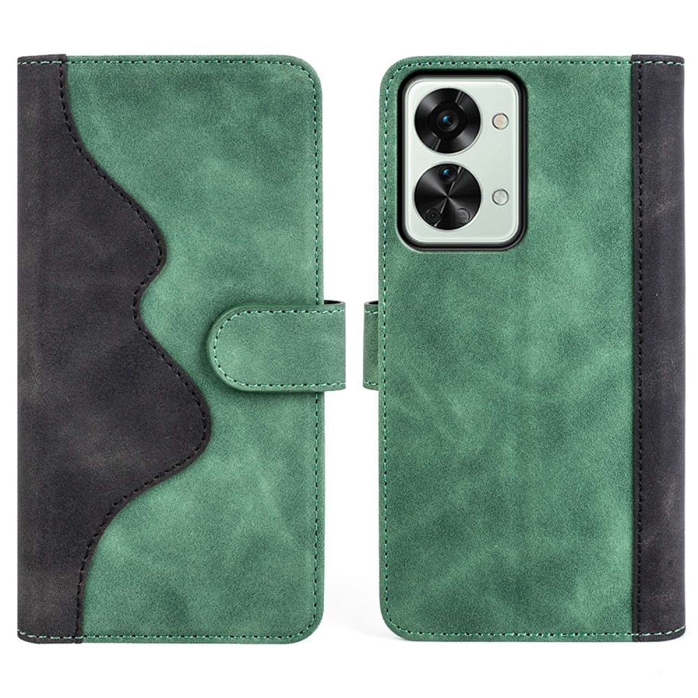 Funda tipo cartera Color Splicing OnePlus Nord 2T 5G Verde