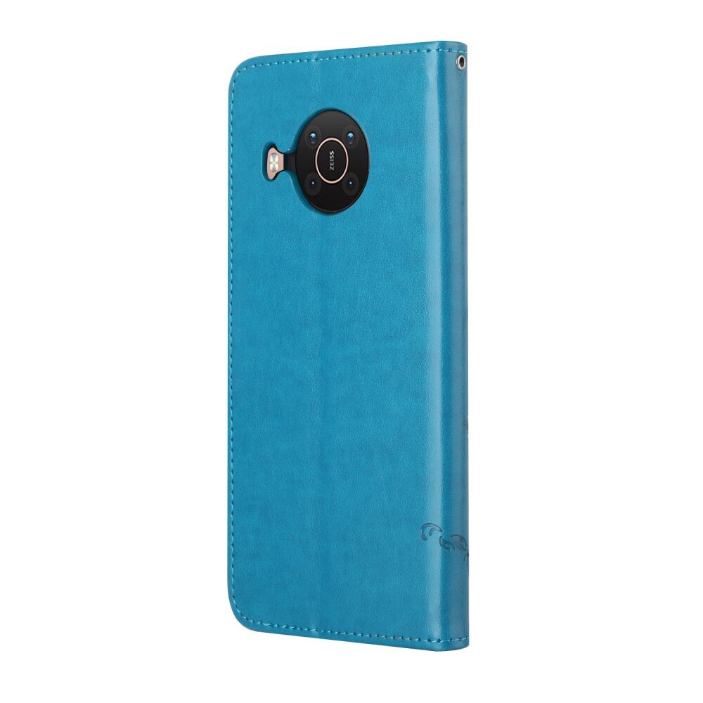 Funda de Cuero con Mariposas Nokia X20/X10, Azul