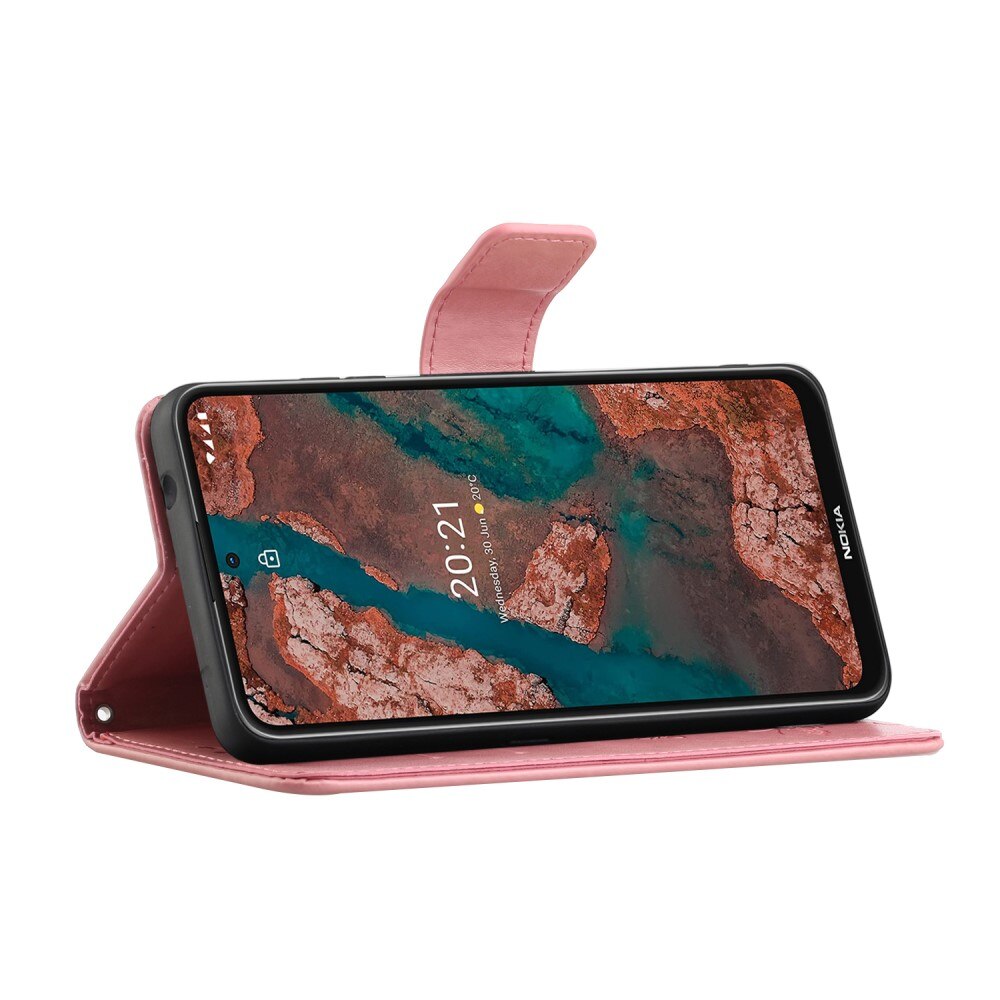 Funda de Cuero con Mariposas Nokia X20/X10, Rosa