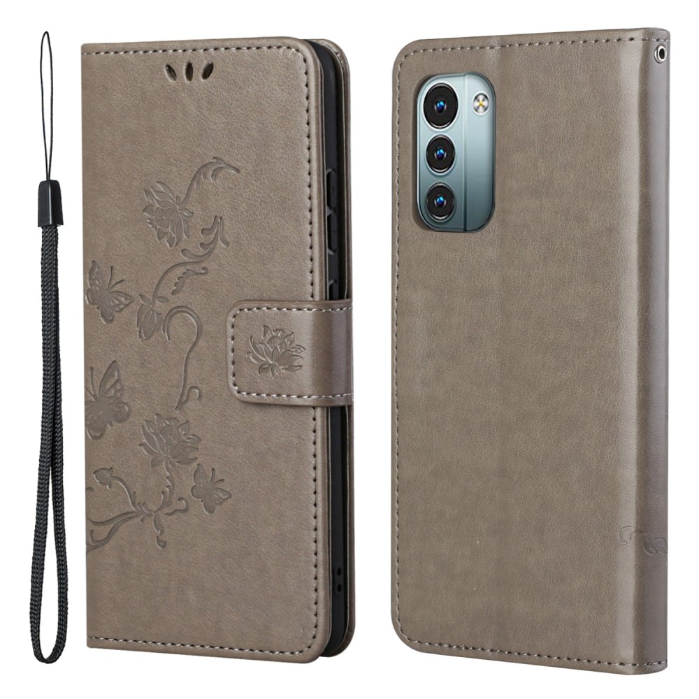 Funda de Cuero con Mariposas  Nokia G11/Nokia G21, Gris