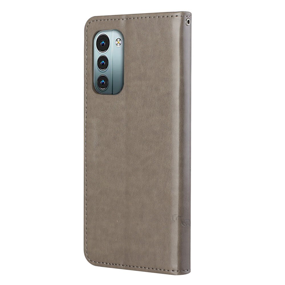 Funda de cuero con mariposas para Nokia G11/G21, gris