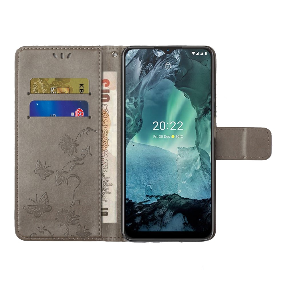 Funda de Cuero con Mariposas  Nokia G11/Nokia G21, Gris
