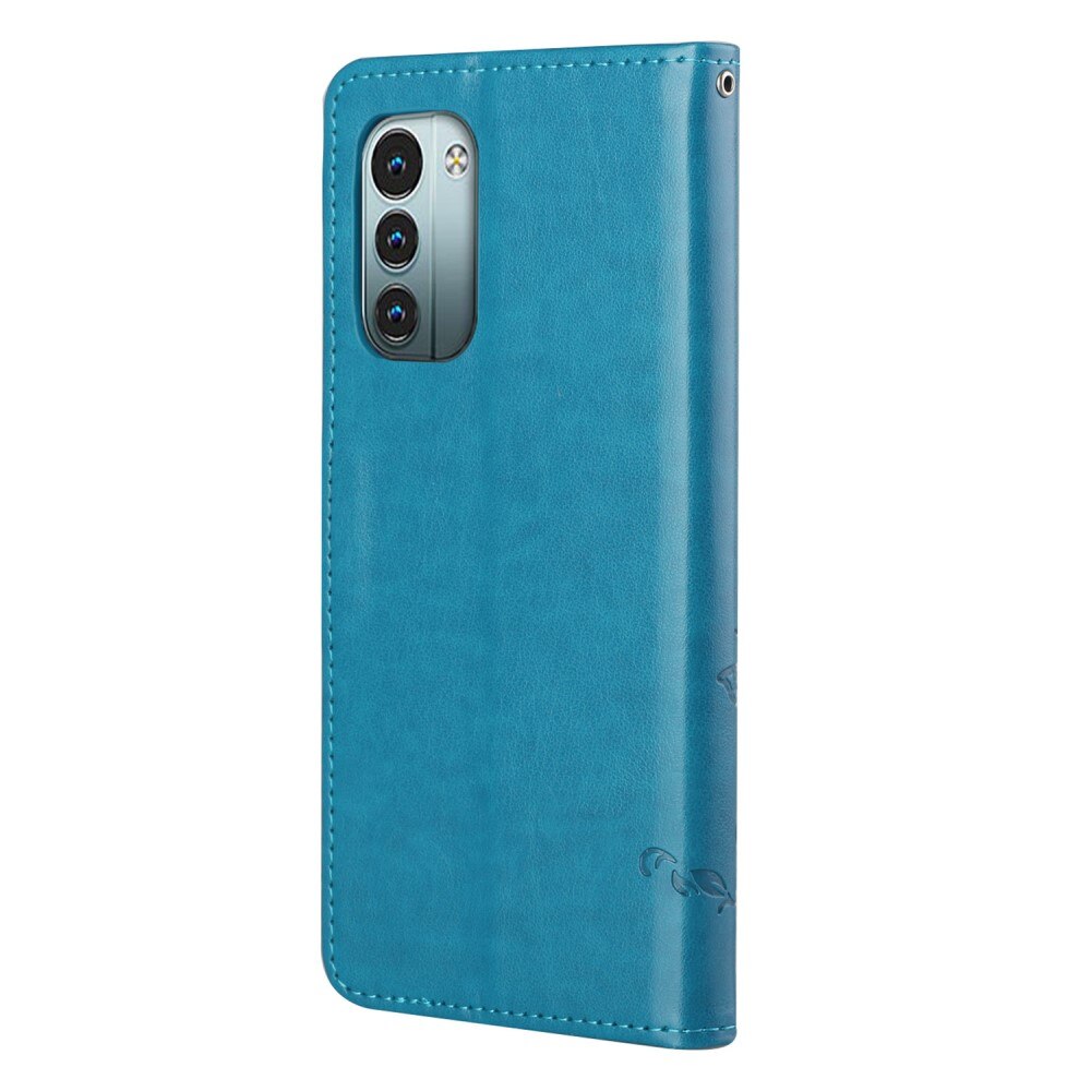 Funda de cuero con mariposas para Nokia G11/G21, azul