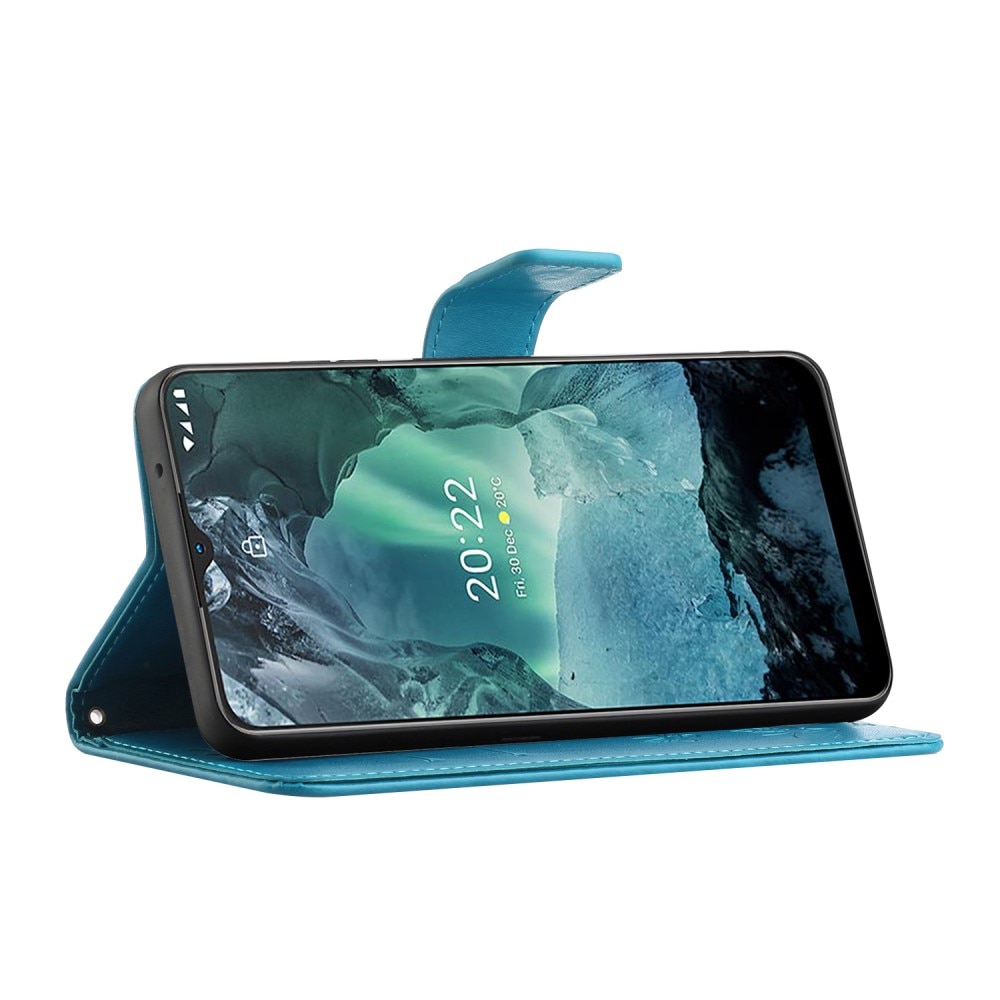 Funda de cuero con mariposas para Nokia G11/G21, azul