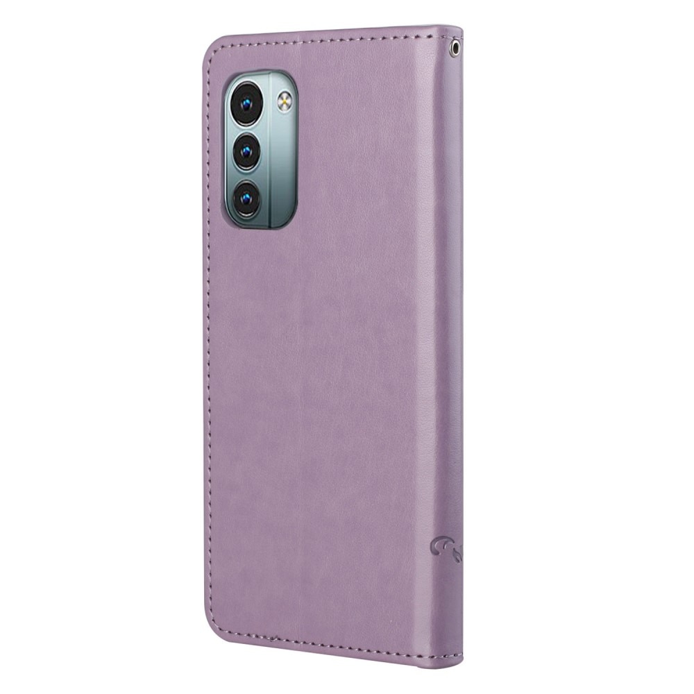 Funda de cuero con mariposas para Nokia G11/G21, violeta