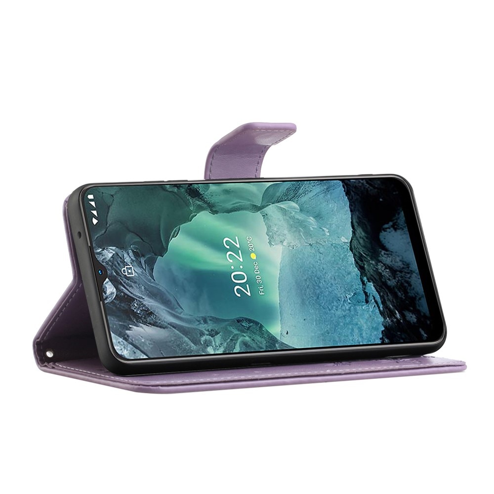 Funda de cuero con mariposas para Nokia G11/G21, violeta