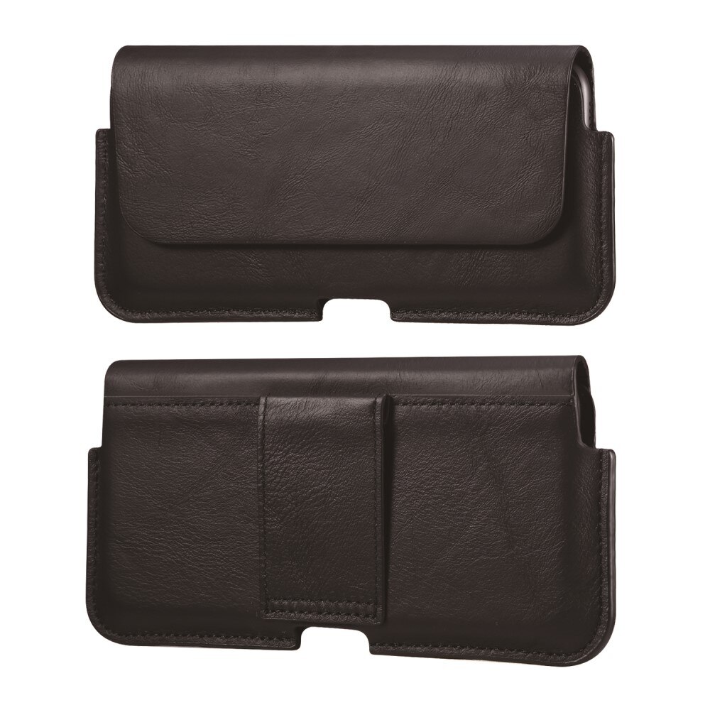Riñonera en piel para móvil XL, negro