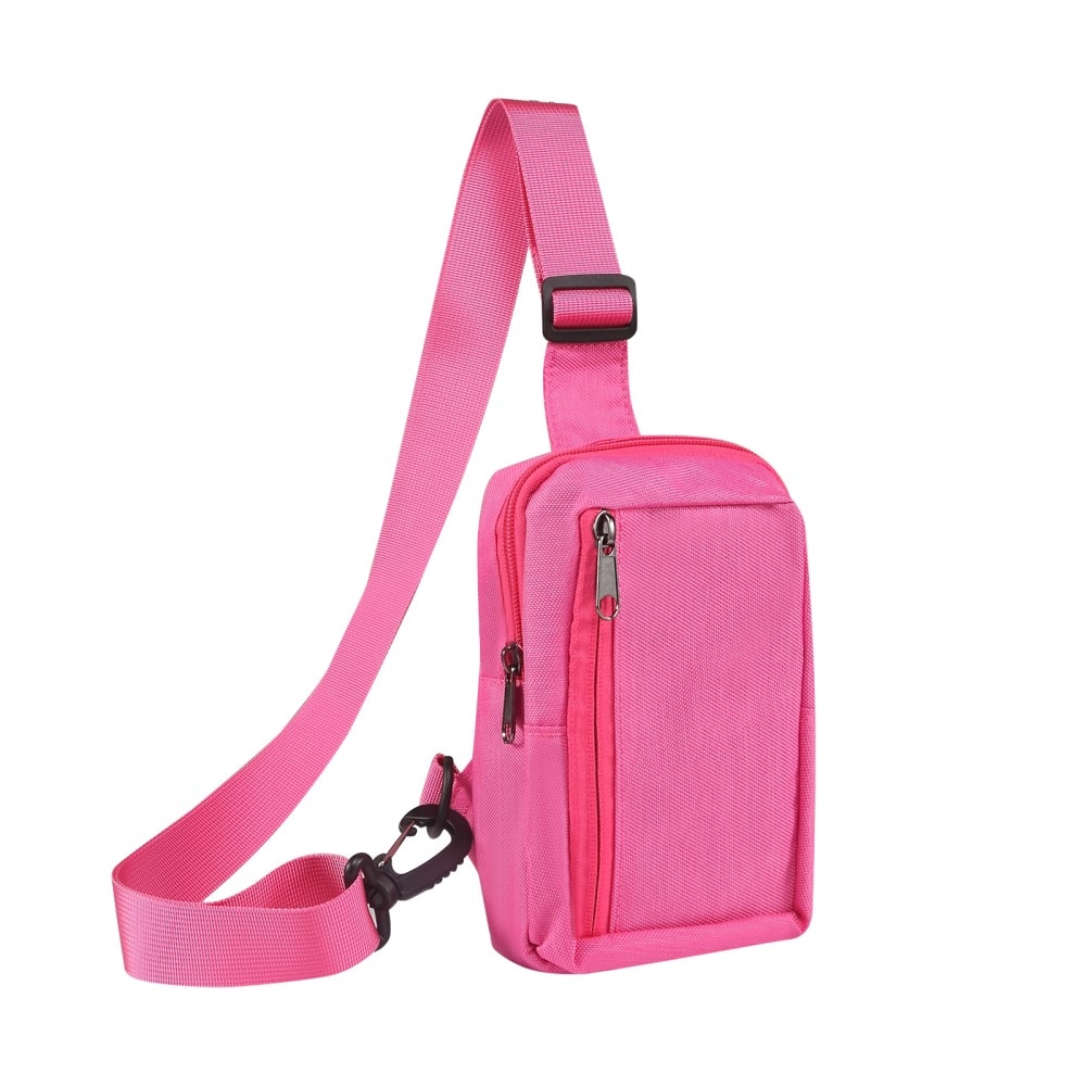 Bolso cruzado pequeño de nailon, rosado