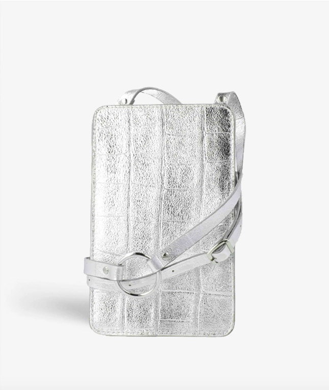 Smart Crossbody Bolsa Croco Plata