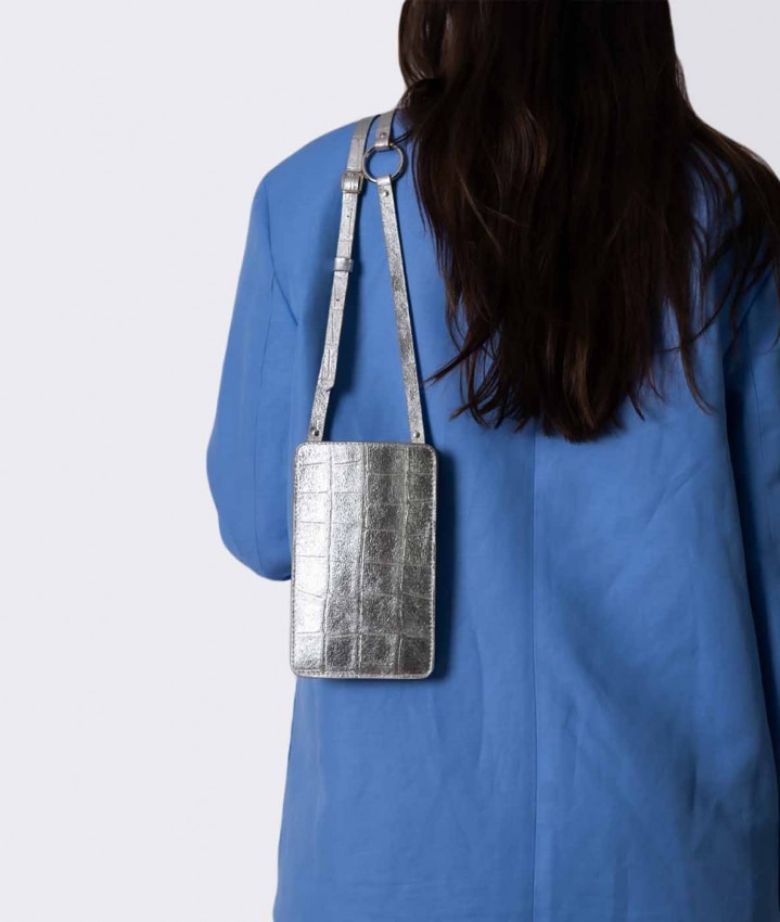 Smart Crossbody Bolsa Croco Plata