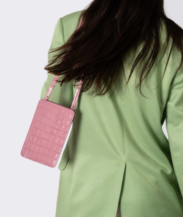 Smart Crossbody Bolsa Croco Rosa