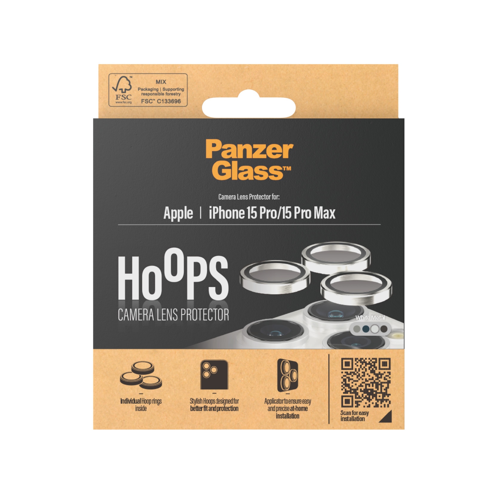 iPhone 15 Pro Max Hoops Camera Lens Protector Plata
