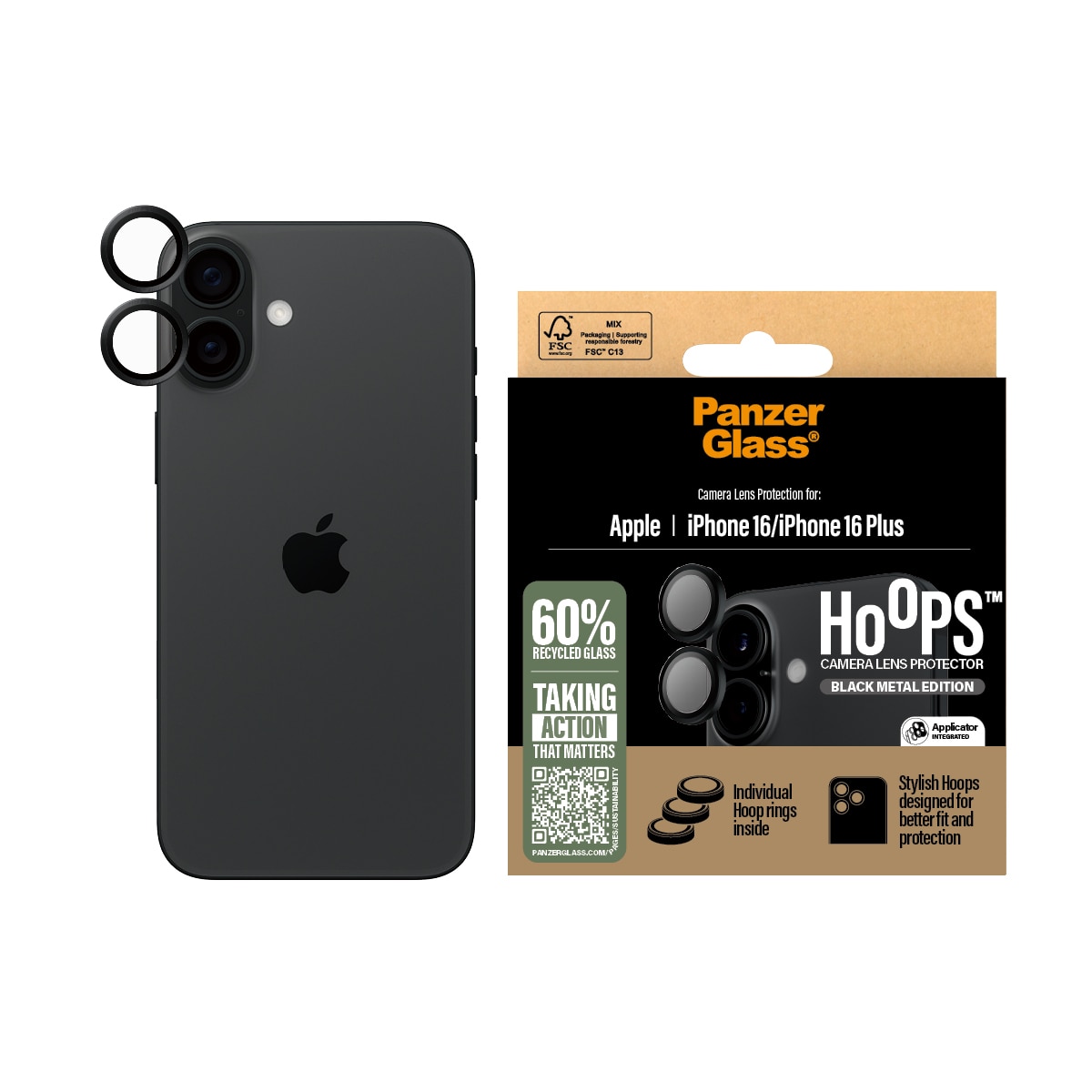 iPhone 16 Plus Hoops Camera Lens Protector Negro