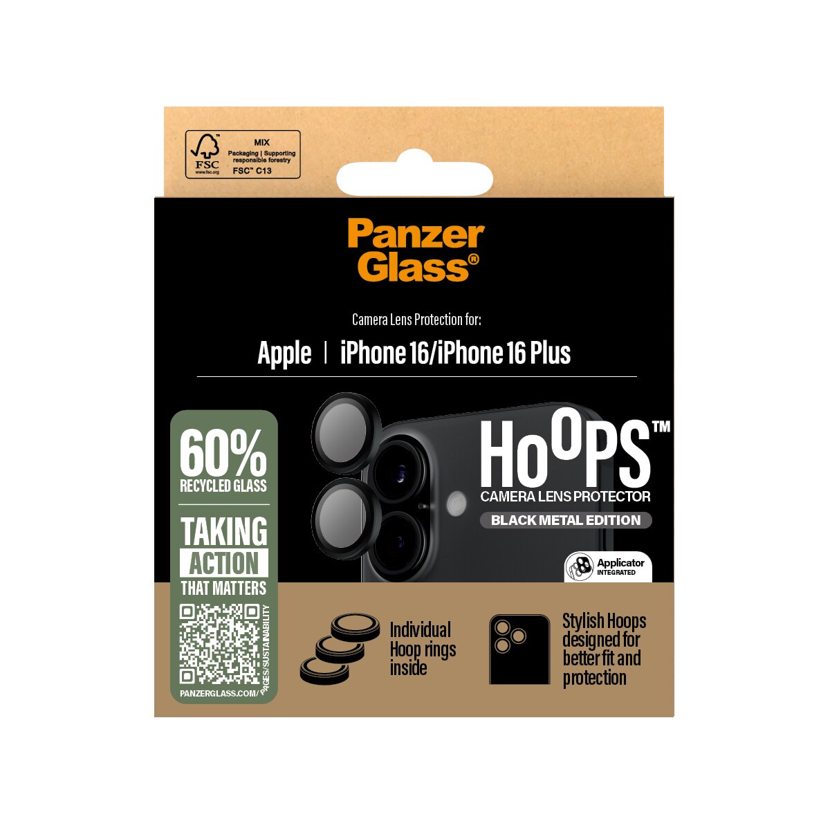 iPhone 16 Plus Hoops Camera Lens Protector Negro