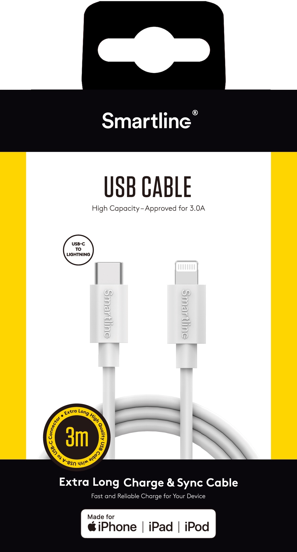 Cable USB-C a Lightning 3 metros blanco