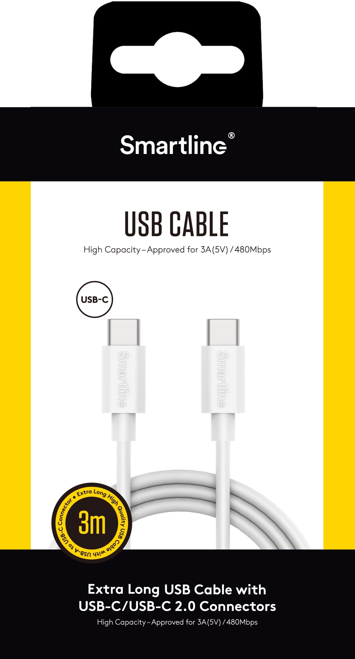 Cable USB-C a USB-C 3 metros blanco