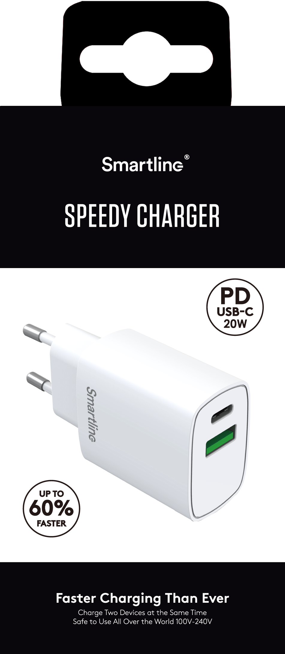 Adaptador de corriente USB-C + A de 20W Power Delivery blanco