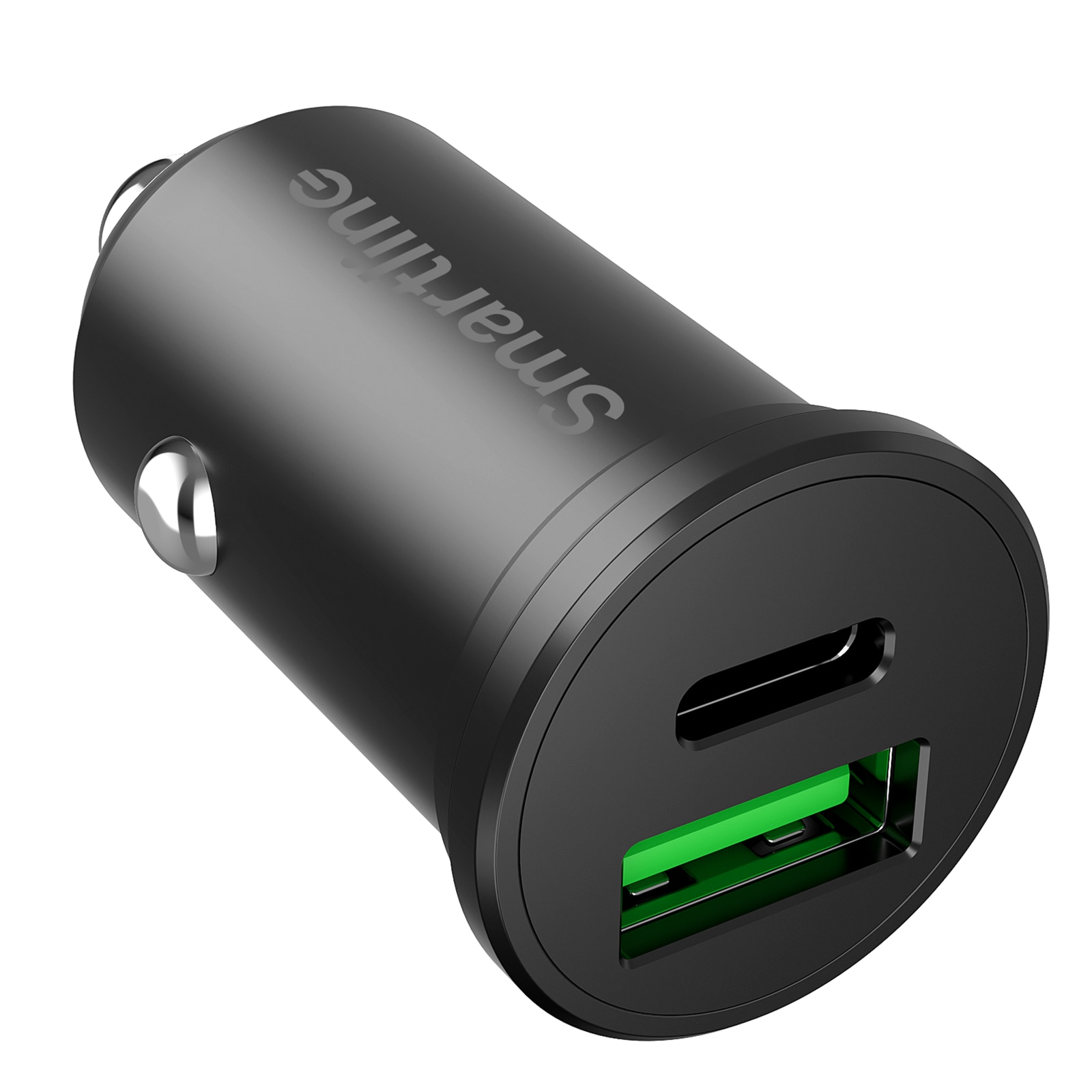 Cargador de coche PD Dual USB-C + USB-A 45W 12V-24V negro