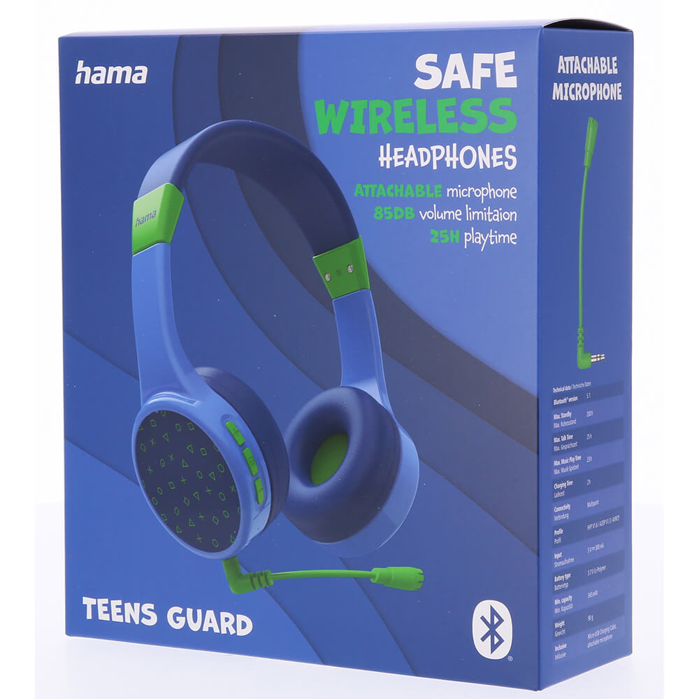 Auriculares inalámbricos Teens Guard On-Ear para niños, azul