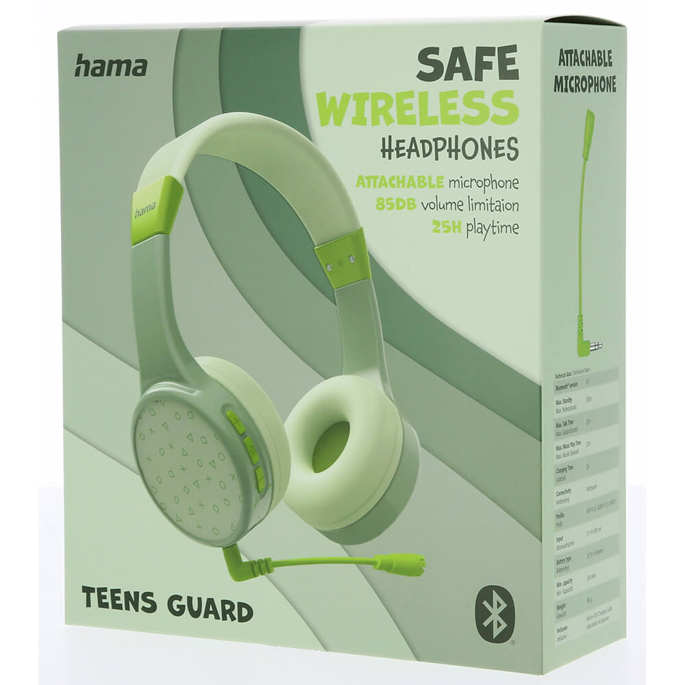 Teens Guard On-Ear Wireless Auriculares Anfantiles, verde