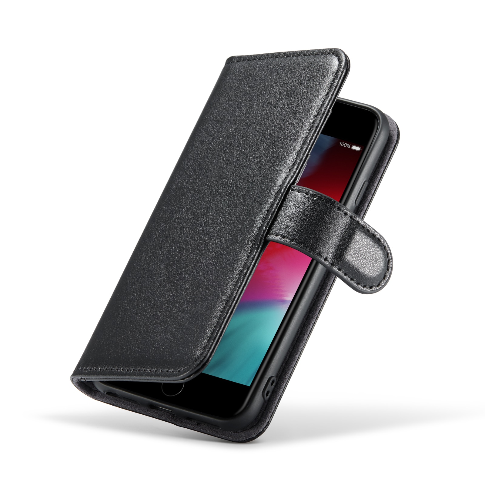 Funda de cuero genuino iPhone SE 2020, Negro