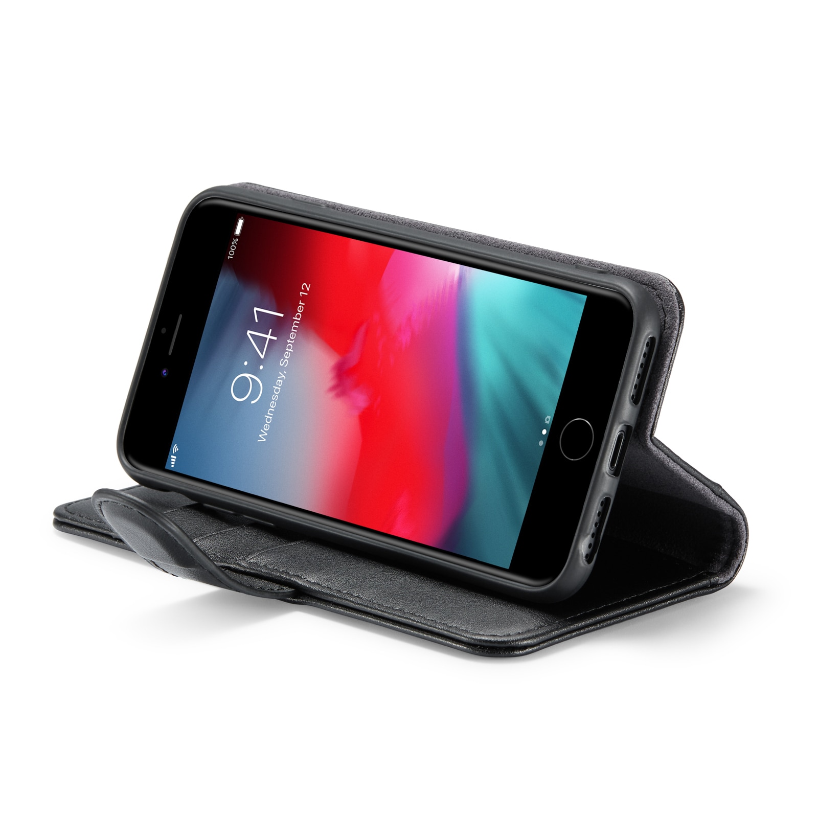 Funda de cuero genuino iPhone SE 2020, Negro